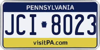 PA license plate JCI8023