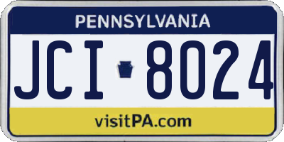PA license plate JCI8024