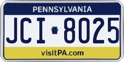 PA license plate JCI8025