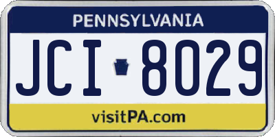PA license plate JCI8029