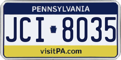 PA license plate JCI8035