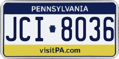 PA license plate JCI8036
