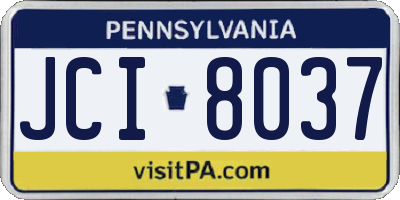 PA license plate JCI8037