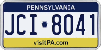 PA license plate JCI8041