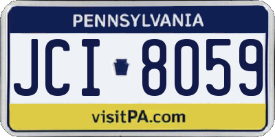 PA license plate JCI8059
