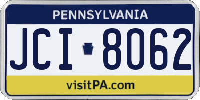 PA license plate JCI8062