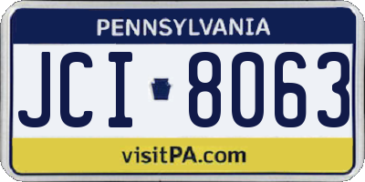 PA license plate JCI8063