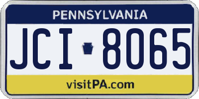 PA license plate JCI8065