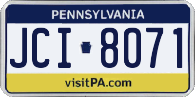 PA license plate JCI8071
