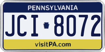 PA license plate JCI8072