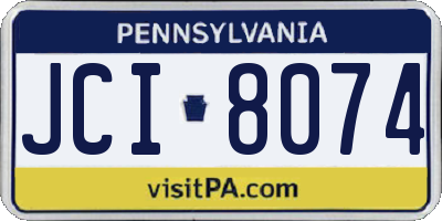PA license plate JCI8074