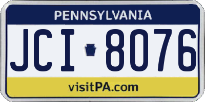 PA license plate JCI8076