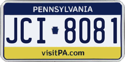 PA license plate JCI8081