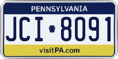 PA license plate JCI8091