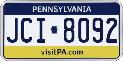 PA license plate JCI8092