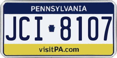 PA license plate JCI8107