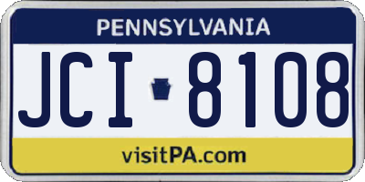 PA license plate JCI8108