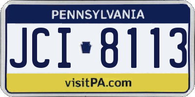 PA license plate JCI8113