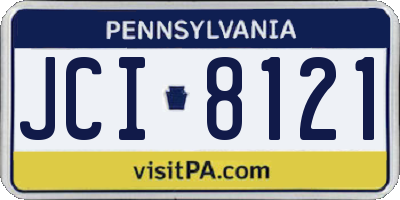 PA license plate JCI8121