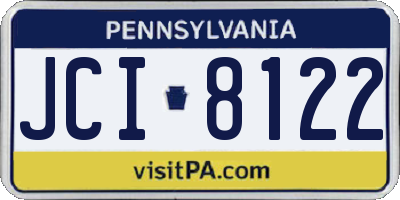 PA license plate JCI8122