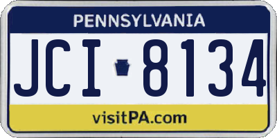 PA license plate JCI8134