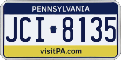 PA license plate JCI8135