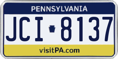 PA license plate JCI8137