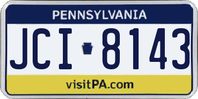 PA license plate JCI8143