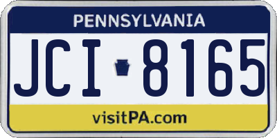 PA license plate JCI8165