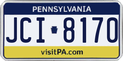 PA license plate JCI8170