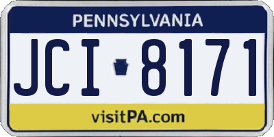 PA license plate JCI8171