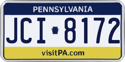 PA license plate JCI8172