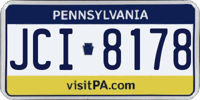 PA license plate JCI8178
