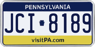 PA license plate JCI8189