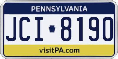PA license plate JCI8190