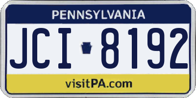 PA license plate JCI8192