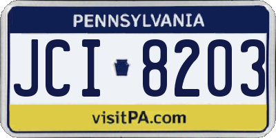 PA license plate JCI8203