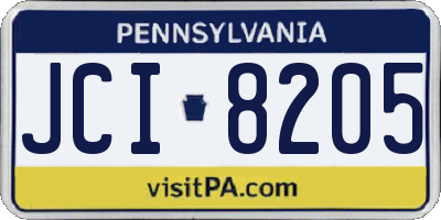 PA license plate JCI8205