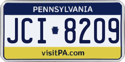 PA license plate JCI8209