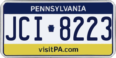PA license plate JCI8223