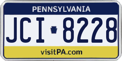 PA license plate JCI8228