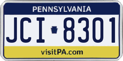 PA license plate JCI8301
