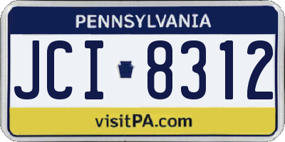 PA license plate JCI8312