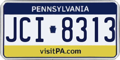 PA license plate JCI8313
