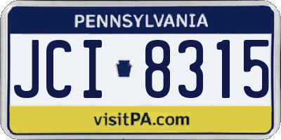 PA license plate JCI8315