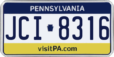 PA license plate JCI8316