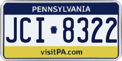 PA license plate JCI8322