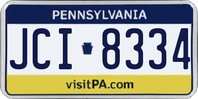 PA license plate JCI8334