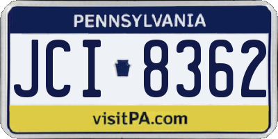 PA license plate JCI8362
