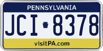 PA license plate JCI8378